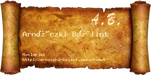 Arnóczki Bálint névjegykártya