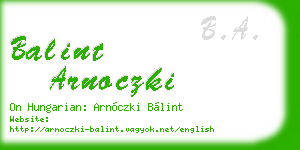 balint arnoczki business card