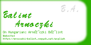 balint arnoczki business card